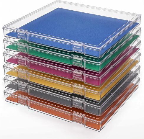 6 Pack 12x12 Scrapbook Paper Storage, Stackable Paper Storage Containers Plastic File Storage Organizer for Paper File, Photo, Art Craft Supply, Office Supply organization, Inner Size 12.2x12.2x0.85in in Kuwait