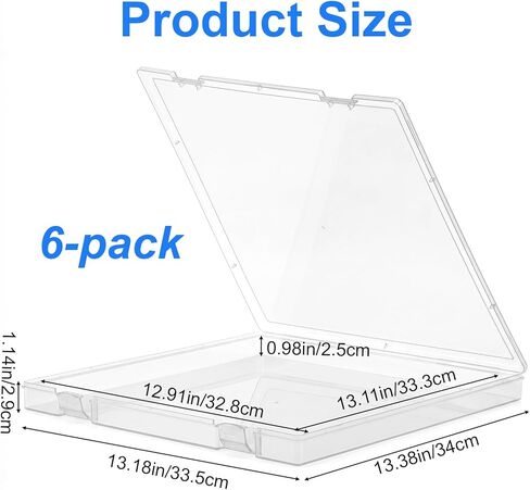 6 Pack 12x12 Scrapbook Paper Storage, Stackable Paper Storage Containers Plastic File Storage Organizer for Paper File, Photo, Art Craft Supply, Office Supply organization, Inner Size 12.2x12.2x0.85in in Kuwait