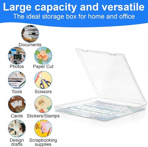 6 Pack 12x12 Scrapbook Paper Storage, Stackable Paper Storage Containers Plastic File Storage Organizer for Paper File, Photo, Art Craft Supply, Office Supply organization, Inner Size 12.2x12.2x0.85in in Kuwait