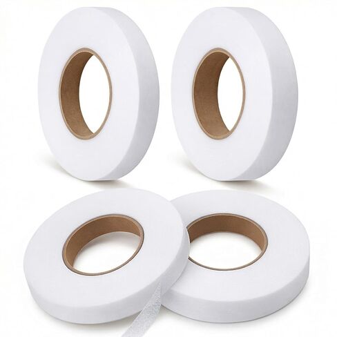 Tyqour 4 Rolls Iron on Hemming Tape for Pants Iron Tape for Hemming 1.2cm & 1.5cm X 70 Yards Each, Sewing Tape for Hemming White Iron on Fabric Tape Ideal for Curtains, Clothes, DIY Crafts in Kuwait