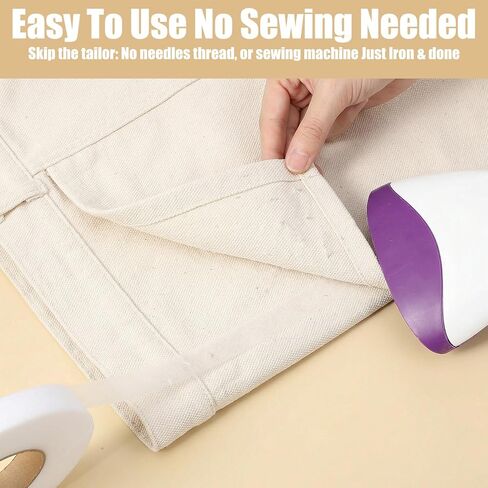 Tyqour 4 Rolls Iron on Hemming Tape for Pants Iron Tape for Hemming 1.2cm & 1.5cm X 70 Yards Each, Sewing Tape for Hemming White Iron on Fabric Tape Ideal for Curtains, Clothes, DIY Crafts in Kuwait