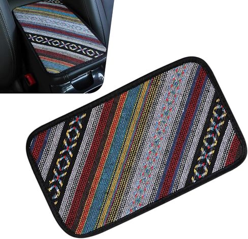 غطاء وحدة التحكم المركزية للسيارة، وسادة مسند ذراع السيارة مقاس 12.6 × 7.5 بوصة، غطاء صندوق مقعد مسند الذراع من الكتان بنمط بوهو، واقي غطاء مسند الذراع التلقائي لمعظم المركبات وسيارات الدفع الرباعي والشاحنات in Kuwait