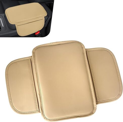 Car Center Console Cover, Scratch Resistant Leather Armrest Cover Cushion with 2 Storage Pockets, Middle Console Protector Covers, Universal for Most Vehicles (Black) in Saudi Arabia
