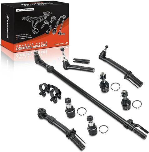 A-Premium Set of 9, Front Upper & Lower Ball Joint, Outer Tie Rod End with Sleeve, Drag Link At Pitman Arm, Compatible with Ford F-250/350 Super Duty 2005-2010, 4WD Only & Without Extended Axle in Kuwait
