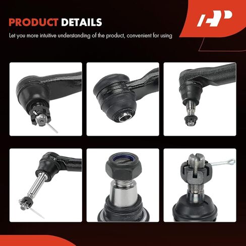 A-Premium Set of 9, Front Upper & Lower Ball Joint, Outer Tie Rod End with Sleeve, Drag Link At Pitman Arm, Compatible with Ford F-250/350 Super Duty 2005-2010, 4WD Only & Without Extended Axle in Kuwait