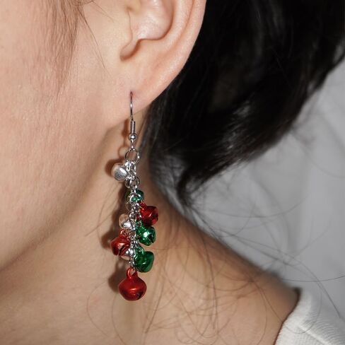 Christmas Bracelet Set for Women, Christmas Elastic Bracelets Necklace Drop Earrings, Bells, Christmas Hats, Santa Claus Christmas Set, Red Green Festival Set for Party in Saudi Arabia