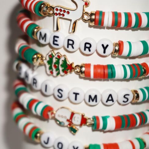 Christmas Bracelet Set for Women, Christmas Elastic Bracelets Necklace Drop Earrings, Bells, Christmas Hats, Santa Claus Christmas Set, Red Green Festival Set for Party in Saudi Arabia