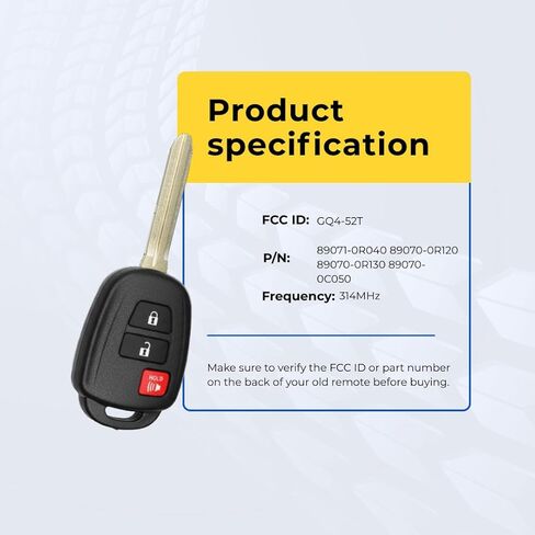 Replacement Keyless Remote Head Key Fob for Toyota RAV4 2014 FCC GQ4-52T Part Number 89071-0R040 89070-0R120 89070-0R130 89070-0C050 Pack of 2 in Kuwait