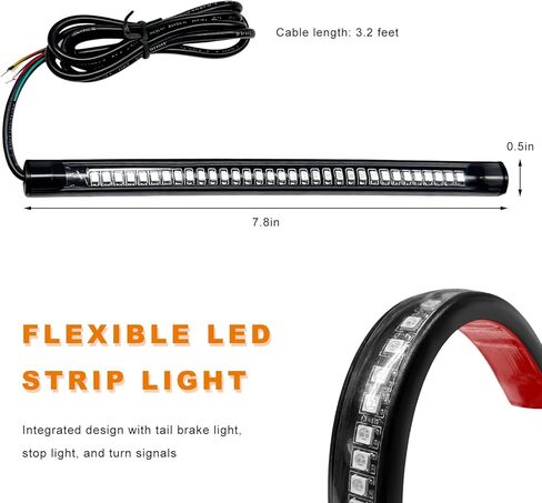 Car LED Light Strip, 8 Inch Flexible Lights Bar 12V Tail Brake Stop Turn Signal Lamp, Waterproof 32LED 2835 SMD Light Strip Dual Color Indicator Lamp for Car Motorcycle ATV in Saudi Arabia