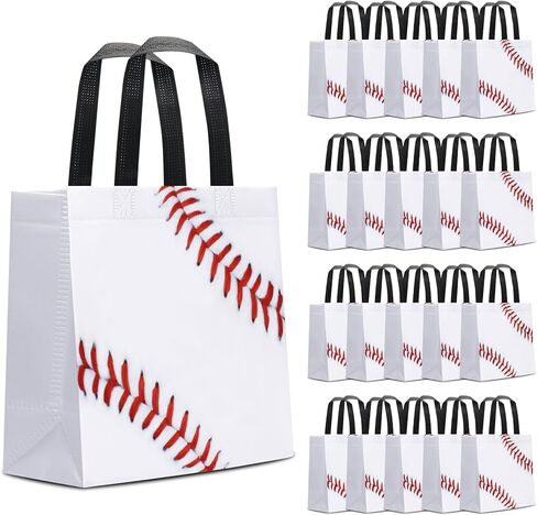 24 PCS Baseball Gift Bags Sports Party Favor with Handles Reusable Baseball Goodie Snack Favor Bag Non Woven Party Favor Bags for Sports Birthday Supplies in Kuwait