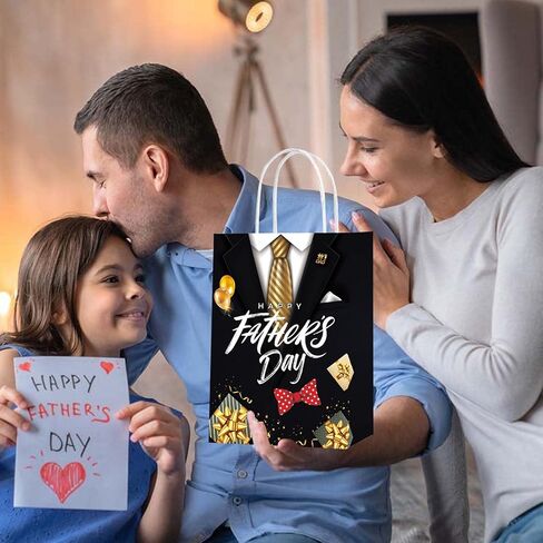 16 Pack Fathers Day Gift Bags Father's Day Paper Bags for Fathers Theme Darty Decoration in Kuwait