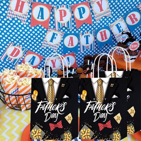 16 Pack Fathers Day Gift Bags Father's Day Paper Bags for Fathers Theme Darty Decoration in Kuwait