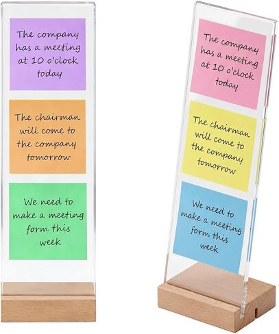 2-Pack Monitor Memo Board & Sticky Note Holder, Freestanding Acrylic Computer Desk Accessories with Wood Base, Zero Adhesive Screen Note Board for Office Organization Decor in Saudi Arabia