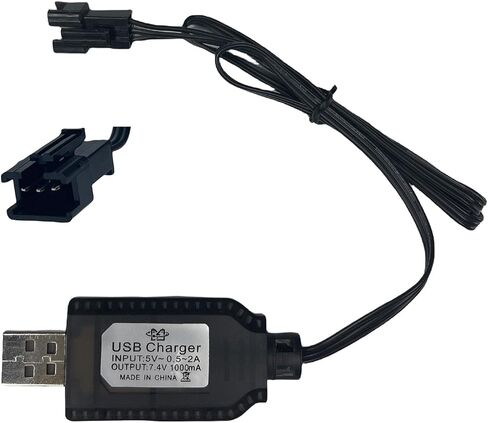 كابل شاحن USB 7.4 فولت مع قابس SM-3PIN متوافق مع سيارة RC وطائرة RC وقارب RC وألعاب التحكم عن بعد الأخرى لشاحن USB لبطارية ليبو 7.4 فولت مع حماية البطارية in Kuwait