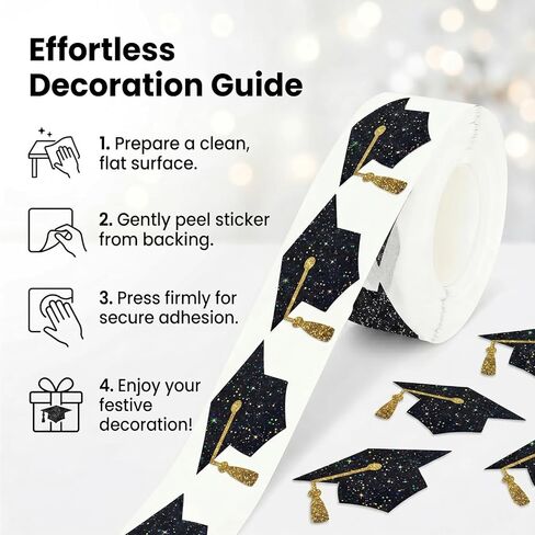500pcs Graduation Cap Stickers, Black Silver Sparkly Envelope Graduation Hat Stickers, Self-Adhesive Grad Hat Shape for 2026 Graduate Party Decorations Gifts Accessories in Saudi Arabia