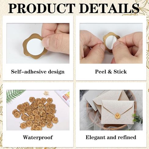 60 PCS Wax Seal Stickers, Self Adhesive Wax Stickers, Waxs Seals for Wedding Party Invitations, Envelope, Gift Wrap, Party(Eucalyptus Style, Gold) in Saudi Arabia