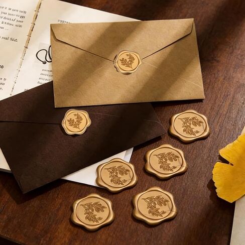 60 PCS Wax Seal Stickers, Self Adhesive Wax Stickers, Waxs Seals for Wedding Party Invitations, Envelope, Gift Wrap, Party(Eucalyptus Style, Gold) in Saudi Arabia