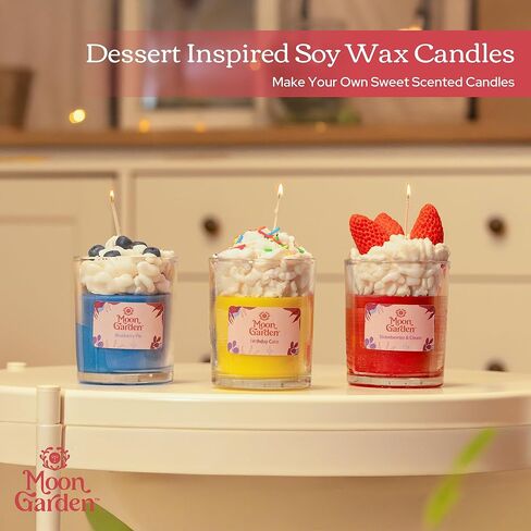 Moon Garden Candle Making Kit, Dessert Theme DIY Candle Kit for Adults, Fragrence Oils, Soy Wax Whip Cream and Toppings, The Complete Craft Set - Gift for All Loved Ones in Saudi Arabia