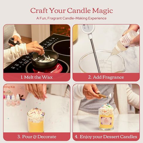 Moon Garden Candle Making Kit, Dessert Theme DIY Candle Kit for Adults, Fragrence Oils, Soy Wax Whip Cream and Toppings, The Complete Craft Set - Gift for All Loved Ones in Saudi Arabia