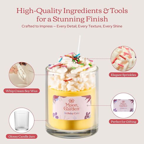 Moon Garden Candle Making Kit, Dessert Theme DIY Candle Kit for Adults, Fragrence Oils, Soy Wax Whip Cream and Toppings, The Complete Craft Set - Gift for All Loved Ones in Saudi Arabia