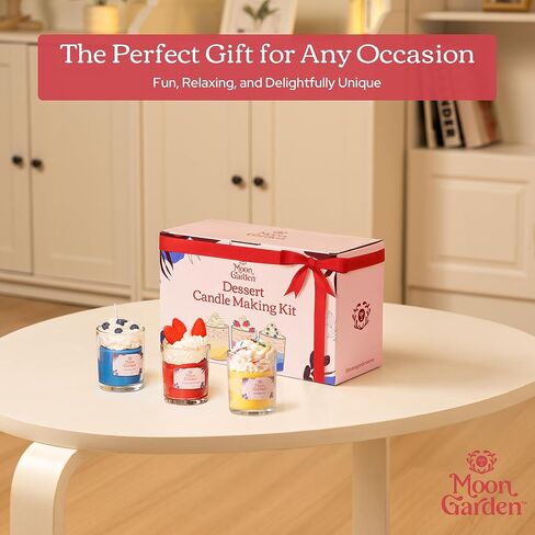 Moon Garden Candle Making Kit, Dessert Theme DIY Candle Kit for Adults, Fragrence Oils, Soy Wax Whip Cream and Toppings, The Complete Craft Set - Gift for All Loved Ones in Saudi Arabia