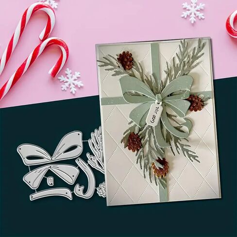 عيد ميلاد سعيد القوس الصنوبر ورقة تحية بطاقة معدنية يموت التخفيضات، ندفة الثلج زهرة ورقة قطع يموت قطع الإستنسل DIY سكرابوكينغ الزخرفية النقش ورقة سكرابوكينغ بطاقة صنع in Kuwait