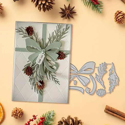 عيد ميلاد سعيد القوس الصنوبر ورقة تحية بطاقة معدنية يموت التخفيضات، ندفة الثلج زهرة ورقة قطع يموت قطع الإستنسل DIY سكرابوكينغ الزخرفية النقش ورقة سكرابوكينغ بطاقة صنع in Kuwait