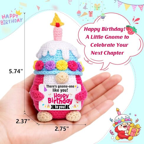 XgiftCreat Birthday Gifts for Women Girls - Funny Crochet Birthday Gnome Present for Teen Girls Best Friend Female Coworker Daughter Sister Mom Her Men, Happy Birthday Gifts Idea Bday Decorations in Saudi Arabia