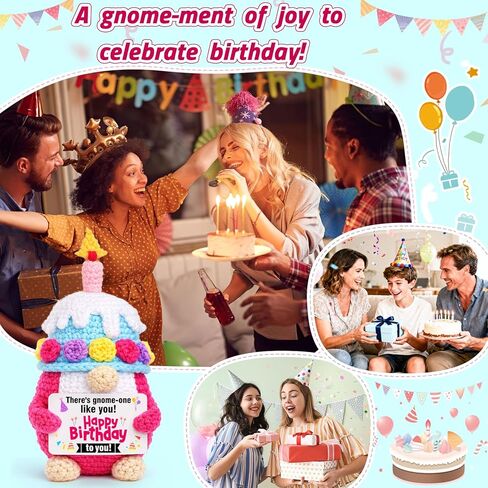 XgiftCreat Birthday Gifts for Women Girls - Funny Crochet Birthday Gnome Present for Teen Girls Best Friend Female Coworker Daughter Sister Mom Her Men, Happy Birthday Gifts Idea Bday Decorations in Saudi Arabia