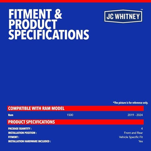 مجموعة JC Whitney JFBAJCWSG00220 مكونة من 4 واقيات طينية أمامية وخلفية - متوافقة مع Ram 1500 2019-2024 - مع مشاعل الحاجز in Kuwait