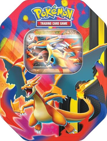 لعبة بطاقات التداول Pokémon TCG: بطاقة Mega Charizard ex الترويجية والقصدير، تأتي مع 4 عبوات (2 Phantasmal Flames، 1 Journey Together، 1 Mega Evolution) (Mega Charizard Y ex) in Kuwait