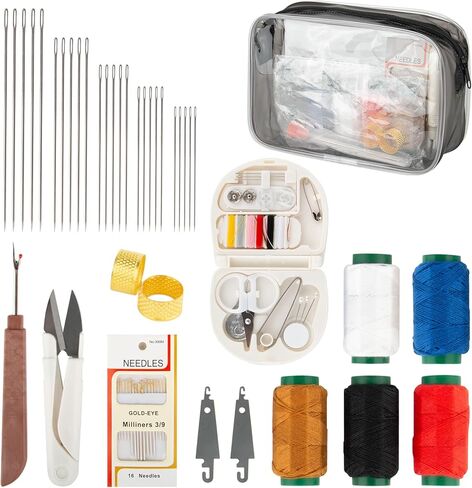 Steel Needles for Hand Sewing, 38PCS Sewing Tool Set, Needles Thread Hand Repair Tools, Stainless Steel Sewing Needle Kit, Big Eye Steel Needle Set, Min Travel Sewing Kit, Portable DIY Handcraft Set in Saudi Arabia