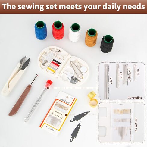 Steel Needles for Hand Sewing, 38PCS Sewing Tool Set, Needles Thread Hand Repair Tools, Stainless Steel Sewing Needle Kit, Big Eye Steel Needle Set, Min Travel Sewing Kit, Portable DIY Handcraft Set in Saudi Arabia