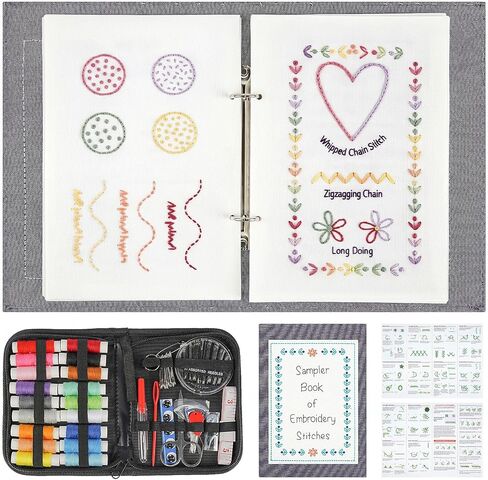 StiVerse 2026 New Embroidery Stitch Book with Detachable Fabric Pages, Embroidery Kits with Illustrated Guide to Universal Embroidery Stitches for Beginners Adults and DIY Craft Lovers in Saudi Arabia