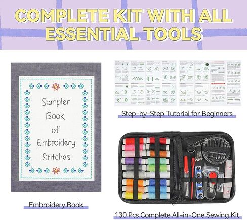 StiVerse 2026 New Embroidery Stitch Book with Detachable Fabric Pages, Embroidery Kits with Illustrated Guide to Universal Embroidery Stitches for Beginners Adults and DIY Craft Lovers in Saudi Arabia