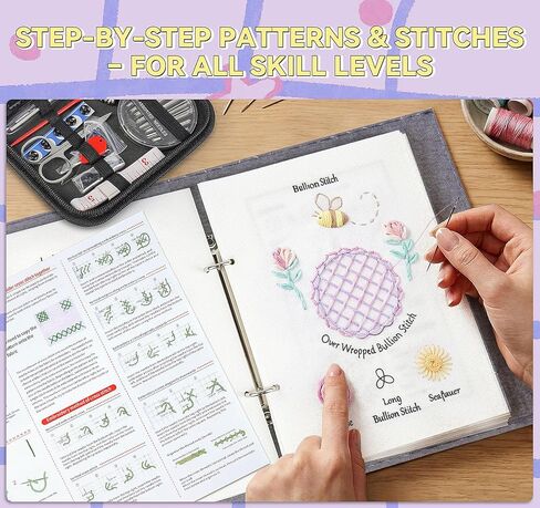 StiVerse 2026 New Embroidery Stitch Book with Detachable Fabric Pages, Embroidery Kits with Illustrated Guide to Universal Embroidery Stitches for Beginners Adults and DIY Craft Lovers in Saudi Arabia