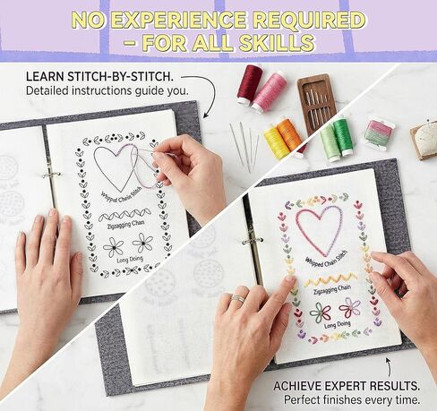 StiVerse 2026 New Embroidery Stitch Book with Detachable Fabric Pages, Embroidery Kits with Illustrated Guide to Universal Embroidery Stitches for Beginners Adults and DIY Craft Lovers in Saudi Arabia