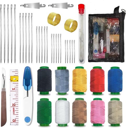 XUEGUNIANG 44Pcs Big Eye Steel Sewing Needles Kit,Stainless Steel Needles for Hand Sewing Kit,with Packaging Bag,Thread Ripper, Needle Threaders, Threads and Thimbles (44Pack) in Saudi Arabia