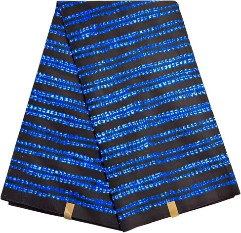 African Ankara Fabric, Navy Blue Polyester Tribal Print, 6 Yards x 45 Inches, Dashiki Wax Pattern for Party Dress Making in Saudi Arabia