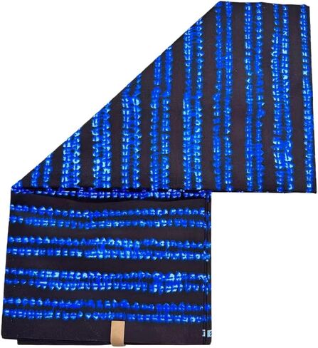 African Ankara Fabric, Navy Blue Polyester Tribal Print, 6 Yards x 45 Inches, Dashiki Wax Pattern for Party Dress Making in Saudi Arabia