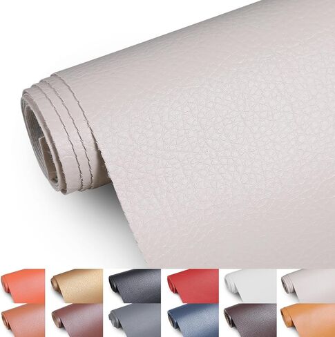 Faux Leather Fabric, 55" Wide Upholstery Fabric by The Yard Marine Vinyl Fabric Outdoor Pu Leather Waterproof Sheets Fabric for Crafts Sewings Sofa Wallets Handbag Earrings Bows 1 Yard White in Saudi Arabia
