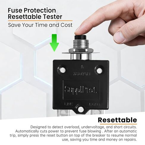 2-Pack 3 AMP 5 AMP Push Button Resettable Fuse Kit, HVAC Circuit Tester Tool for Circuit Breaker Rated 32V DC & 125/250V AC in Saudi Arabia