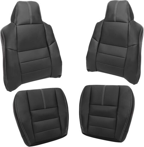 FZJDSD Black Driver & Passenger Bottom & Top Lean Back Microfiber Leather Replacement Seat Covers & Two Seat Foam Cushion Compatible with Ford F250 F350 F450 F550 Super Duty Lariat 2008 2009 2010 in Kuwait
