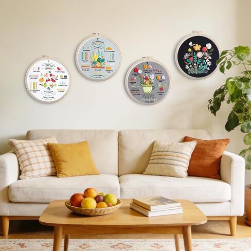 Embroidery Kit for Beginners 4 Sets Cross Stitch Kits, Learn to Embroider 31 Stitches with Hand Embroidery Kit, Needlepoint Kits for Adults Beginners with Stitch Videos in Kuwait