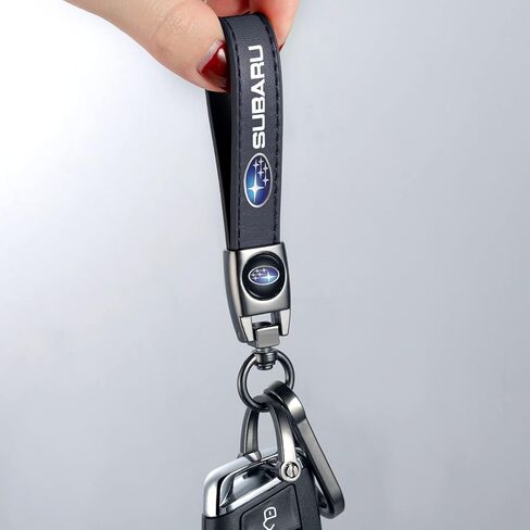Genuine Leather Car Keychain Keyring Accessories Compatible with Subaru Series Car Keychains Family Present for Man and Woman（Black） in Kuwait
