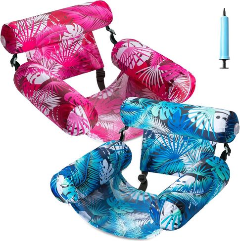 FindUWill Pool Floats Adult، 55 بوصة X-Large مغطاة بالقماش، كرسي طوف وحمام سباحة شبكي يطفو لحفلات الصيف على شاطئ البحيرة (ورقة خضراء) in Kuwait