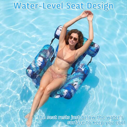 FindUWill Pool Floats Adult، 55 بوصة X-Large مغطاة بالقماش، كرسي طوف وحمام سباحة شبكي يطفو لحفلات الصيف على شاطئ البحيرة (ورقة خضراء) in Kuwait