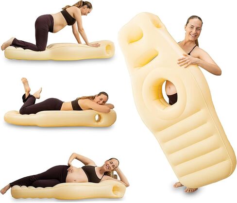 ZONETECH Inflatable Pregnancy Belly Pillow, Pregnancy Pool Float with Belly Hole for Stomach Sleepers, Mattress for Pregnant Women, Tanning Chair, Tummy Massage, Soft Velvet Top in Kuwait