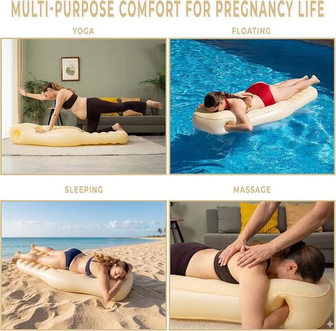 ZONETECH Inflatable Pregnancy Belly Pillow, Pregnancy Pool Float with Belly Hole for Stomach Sleepers, Mattress for Pregnant Women, Tanning Chair, Tummy Massage, Soft Velvet Top in Kuwait
