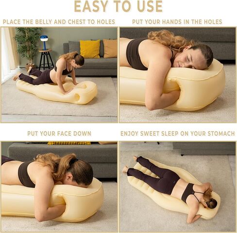 ZONETECH Inflatable Pregnancy Belly Pillow, Pregnancy Pool Float with Belly Hole for Stomach Sleepers, Mattress for Pregnant Women, Tanning Chair, Tummy Massage, Soft Velvet Top in Kuwait